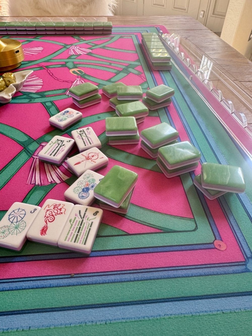 American Mahjong Tile Set NEW, 7 day deliver:Jade with lavender-Pink, cream face - Picture 4 of 11
